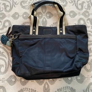 Coach Bucket Bag - Black with Blue Accents